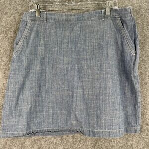 Dockers Skooter Skirt Skorts Blue Casual Pockets Denim Womens 14 100% Cotton
